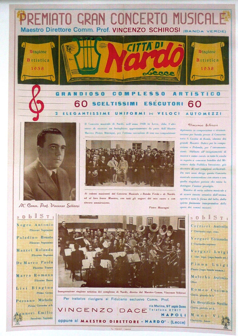 Locandina di presentazione del premiato Gran concerto Musicale della Banda Verde.