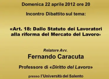Locandina evento Dallo Statuto dei Lavoratori alla riforma del Mercato del Lavoro