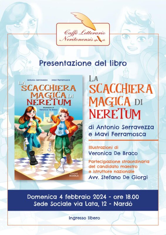 Locandina presentazione del libero "Scacchiera Magica di Neretum"